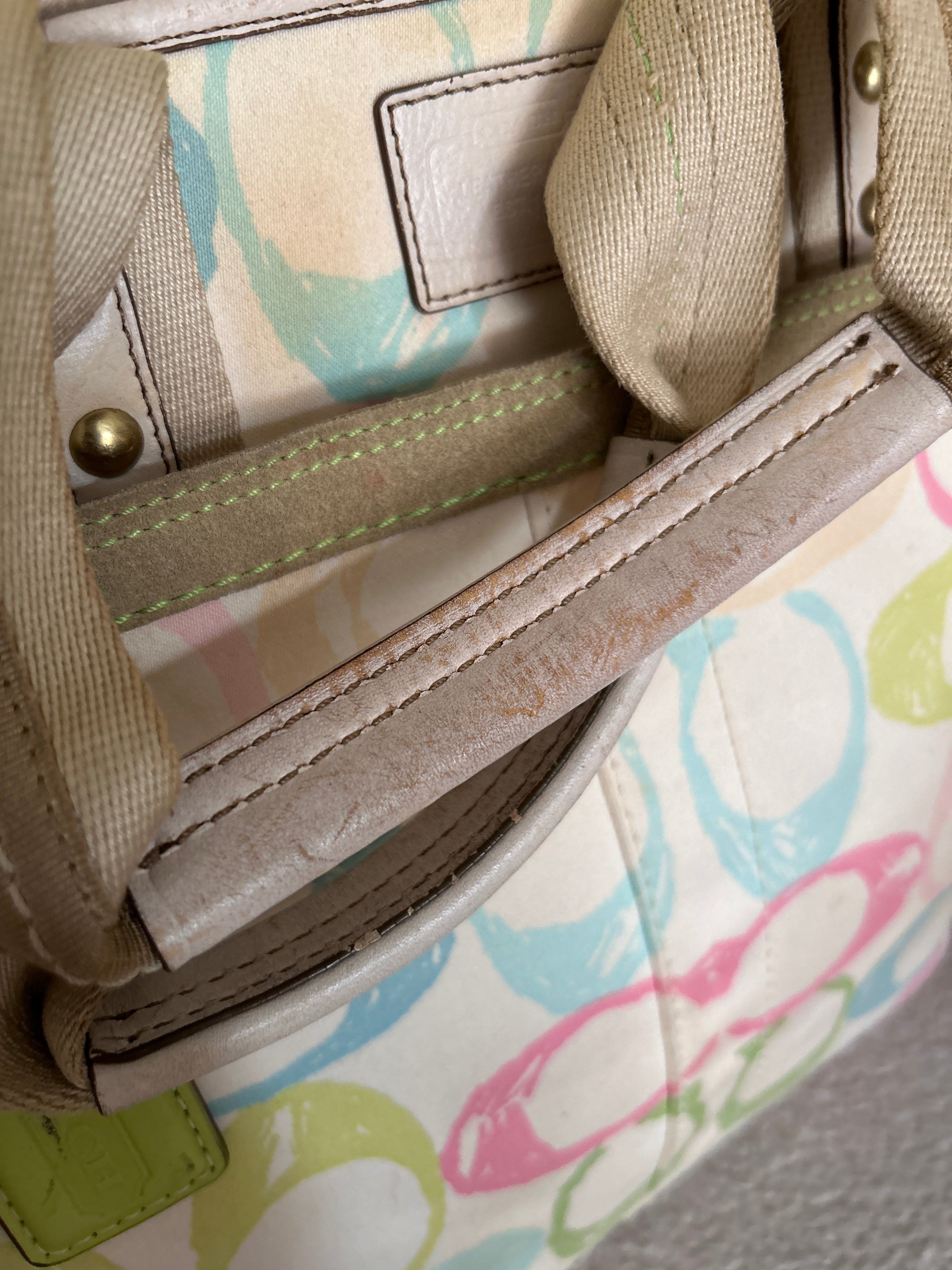 Vintage Coach multicolour monogram tote shoulder bag