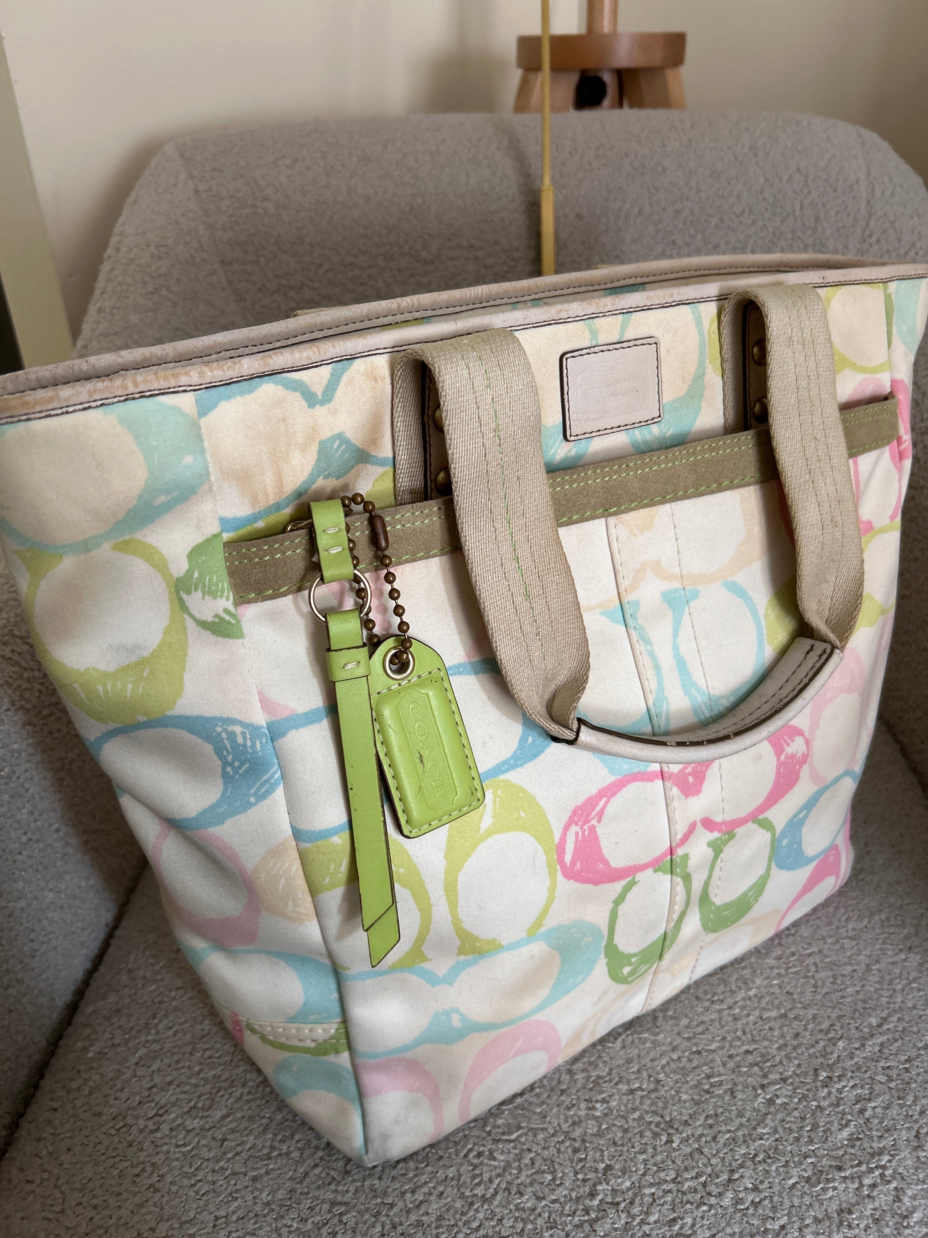 Vintage Coach multicolour monogram tote shoulder bag