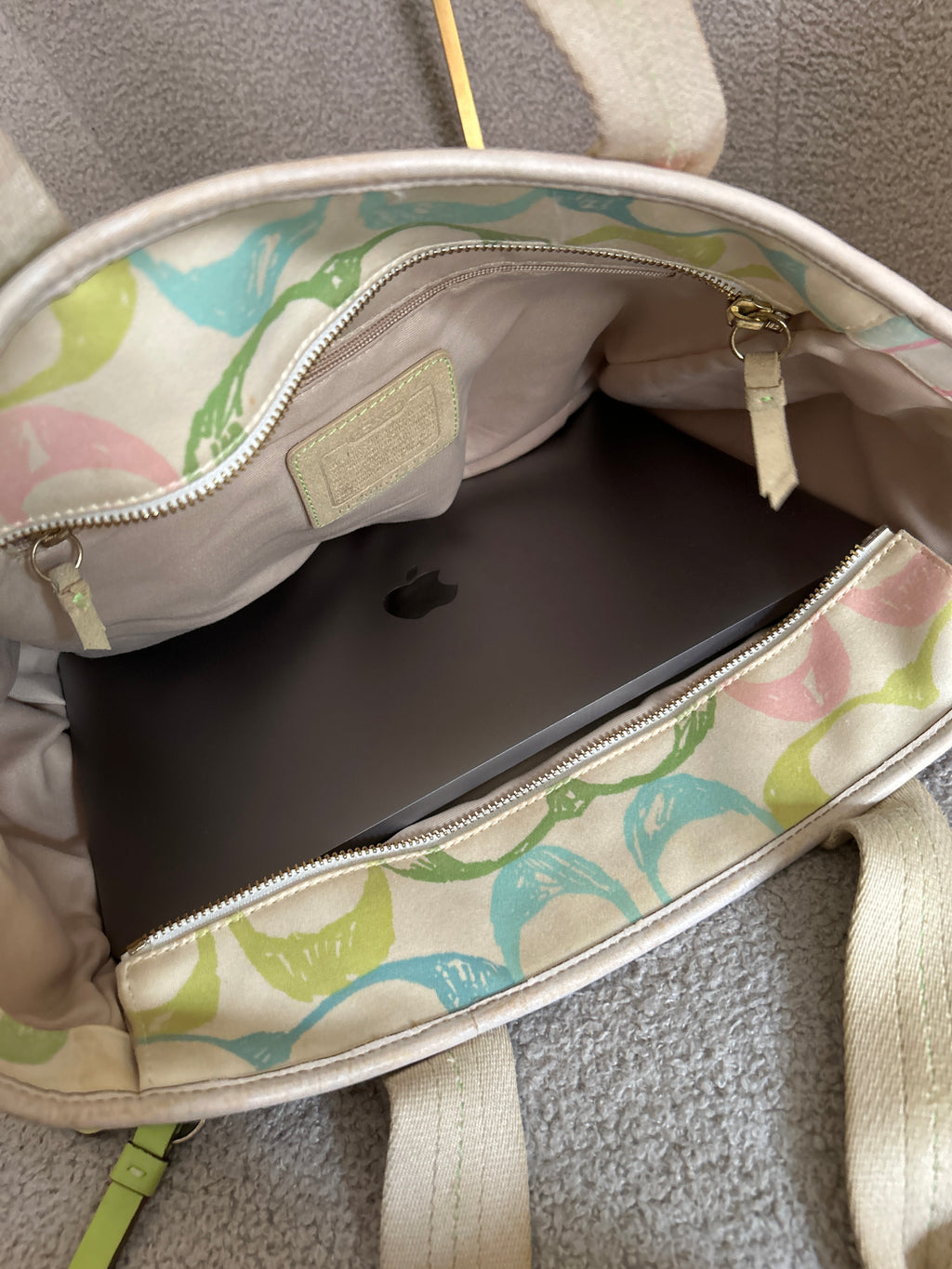 Vintage Coach multicolour monogram tote shoulder bag