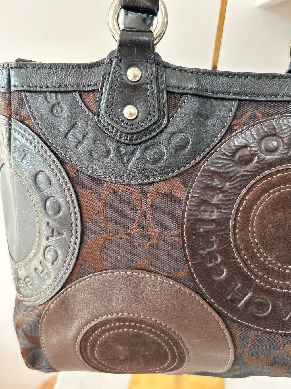 Vintage Coach patchwork shoulder bag