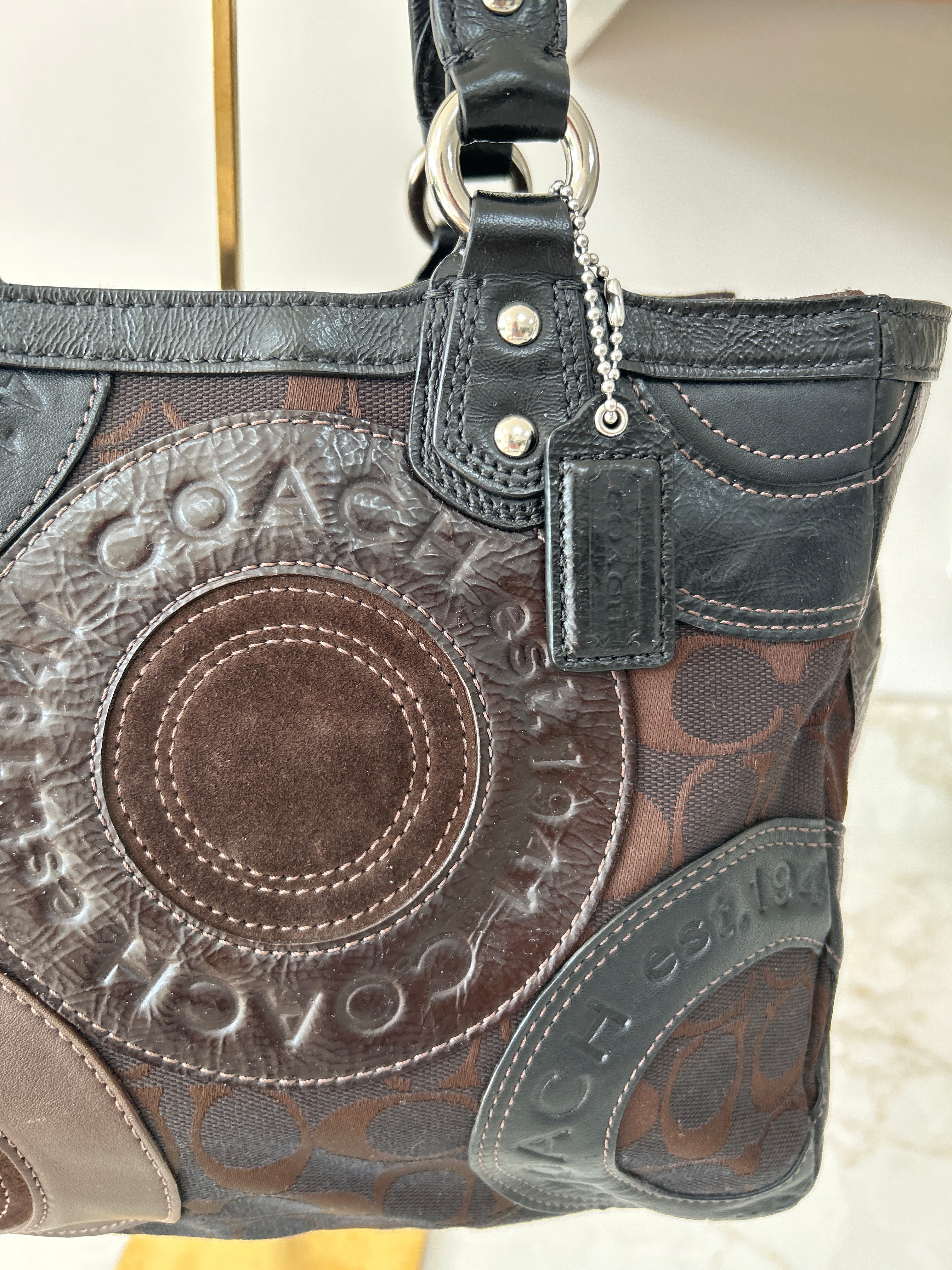 Vintage Coach patchwork shoulder bag