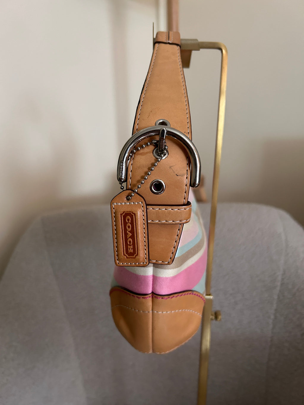 Vintage Coach stripe shoulder bag