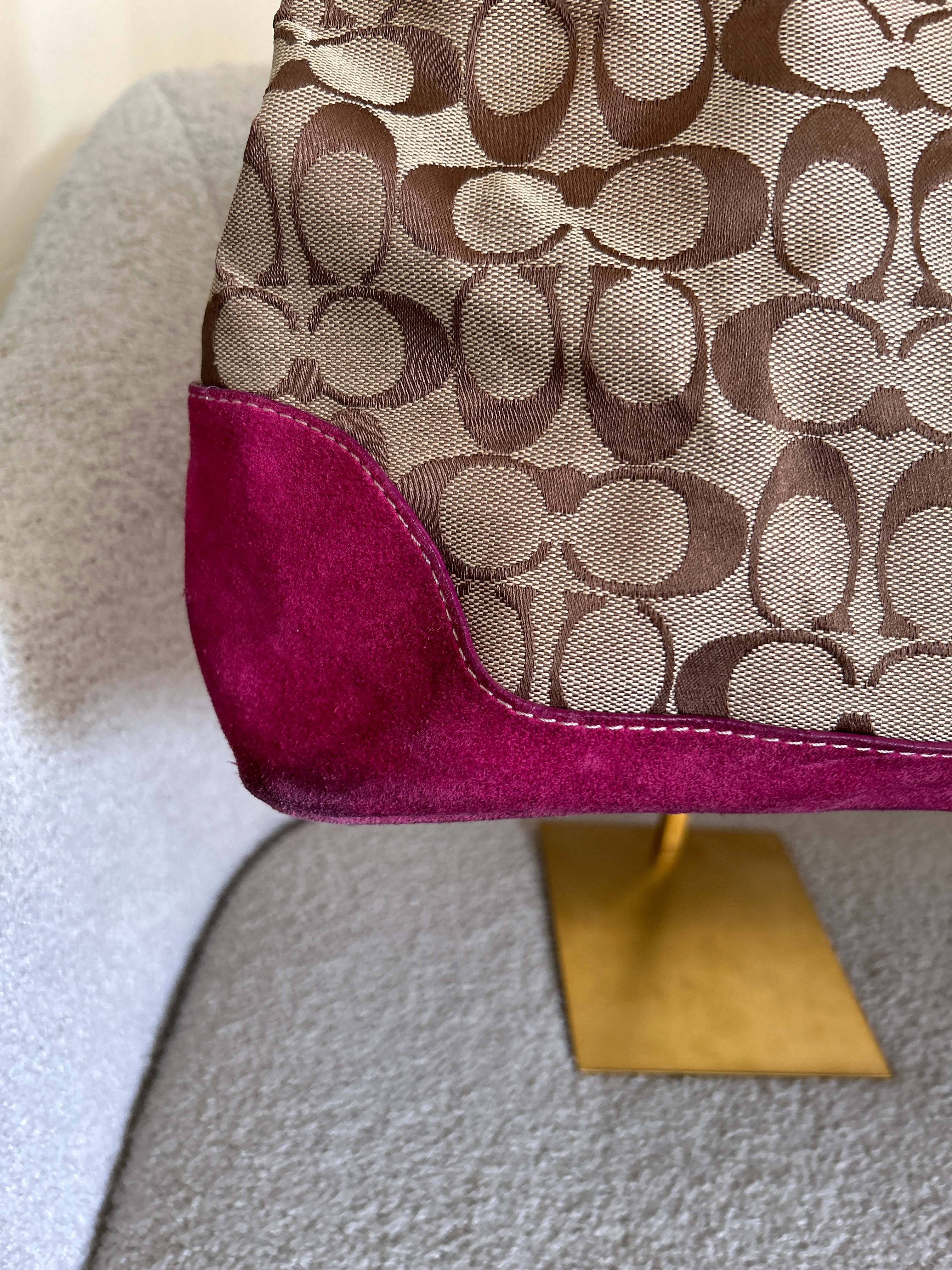 Vintage Coach pink suede shoulder bag