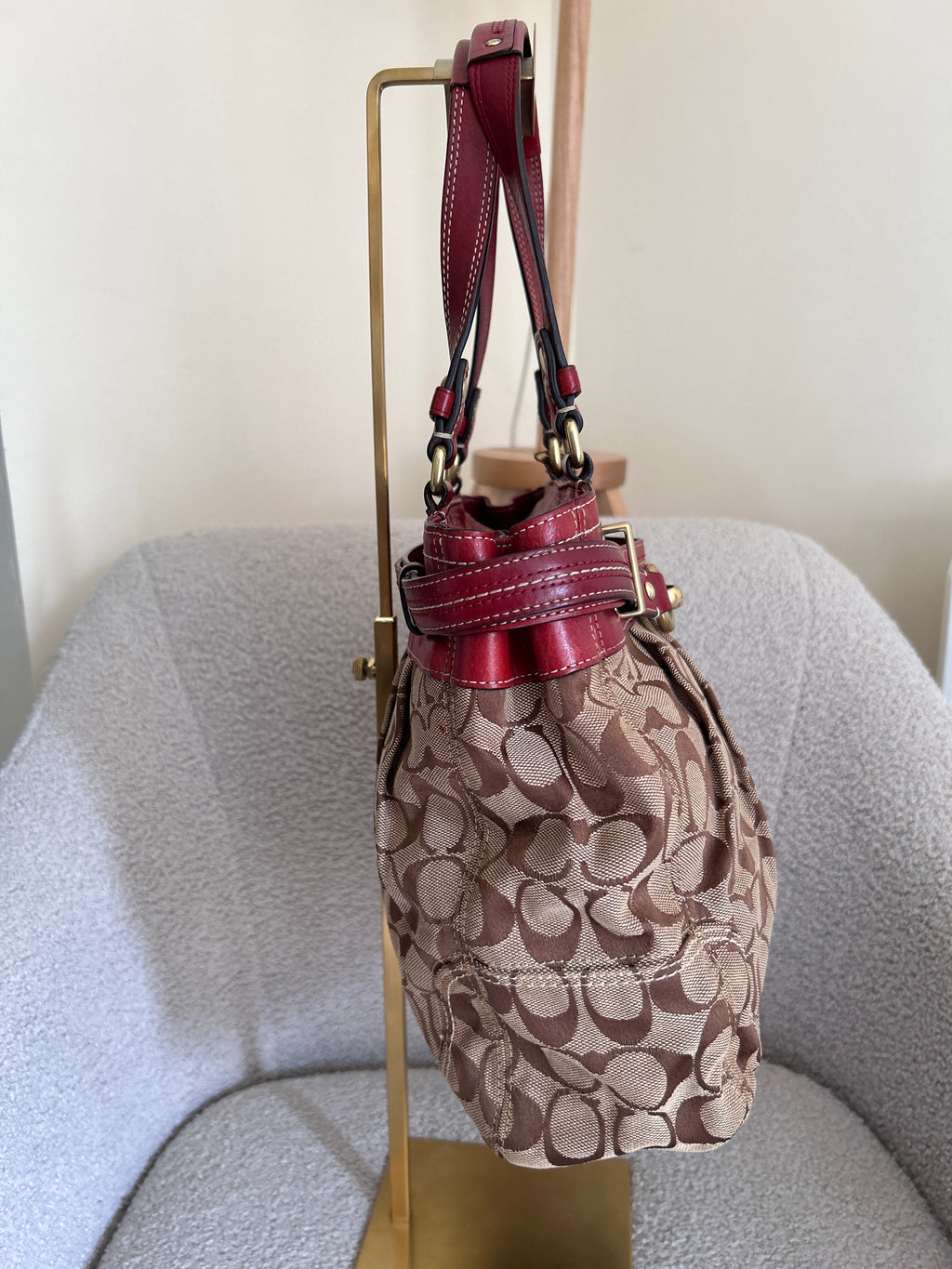 Vintage Coach red leather shoulder bag