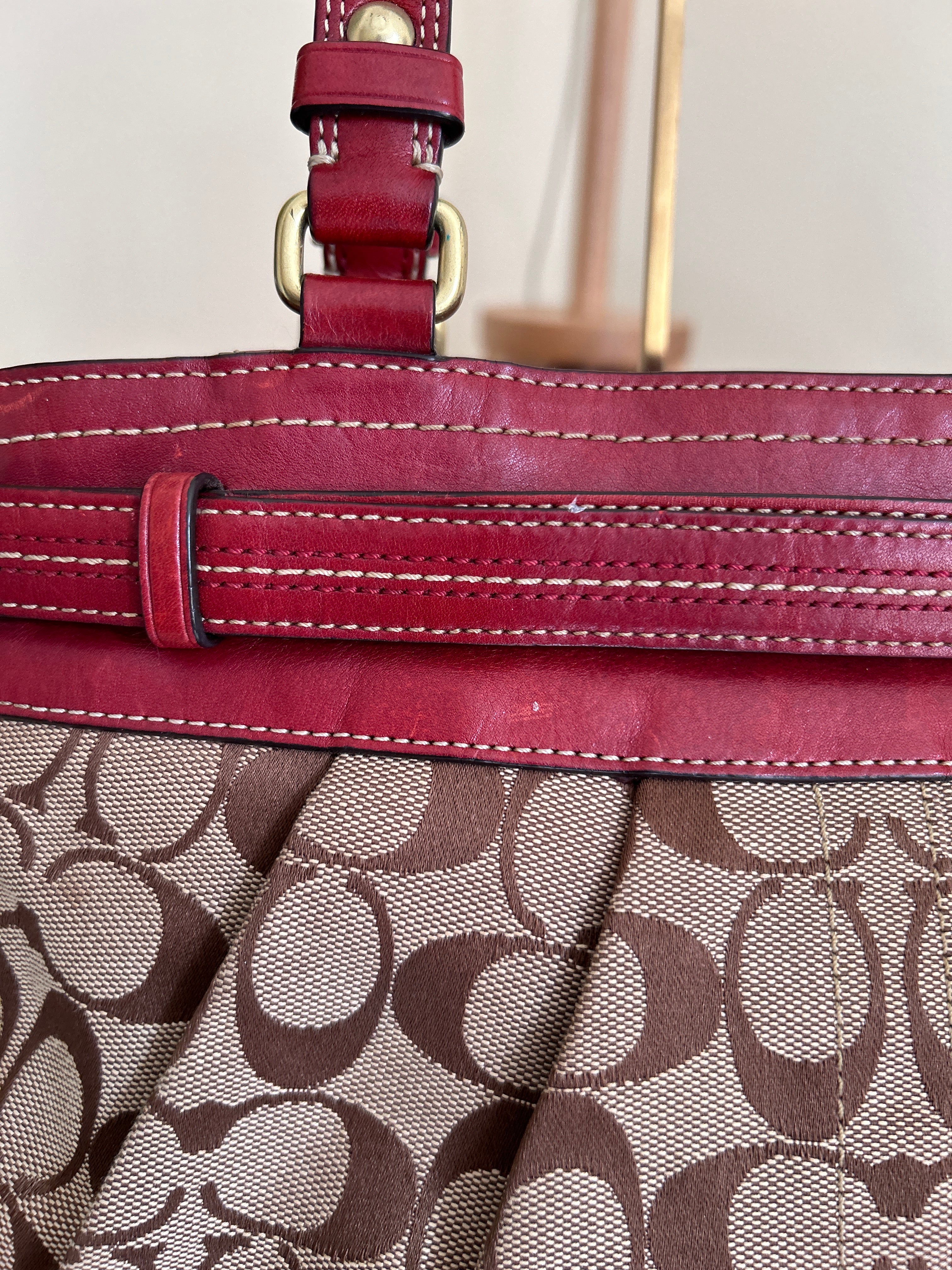 Vintage Coach red leather shoulder bag