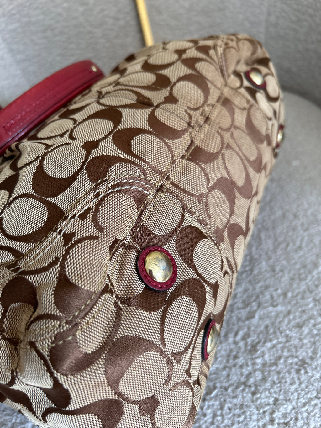 Vintage Coach red leather shoulder bag