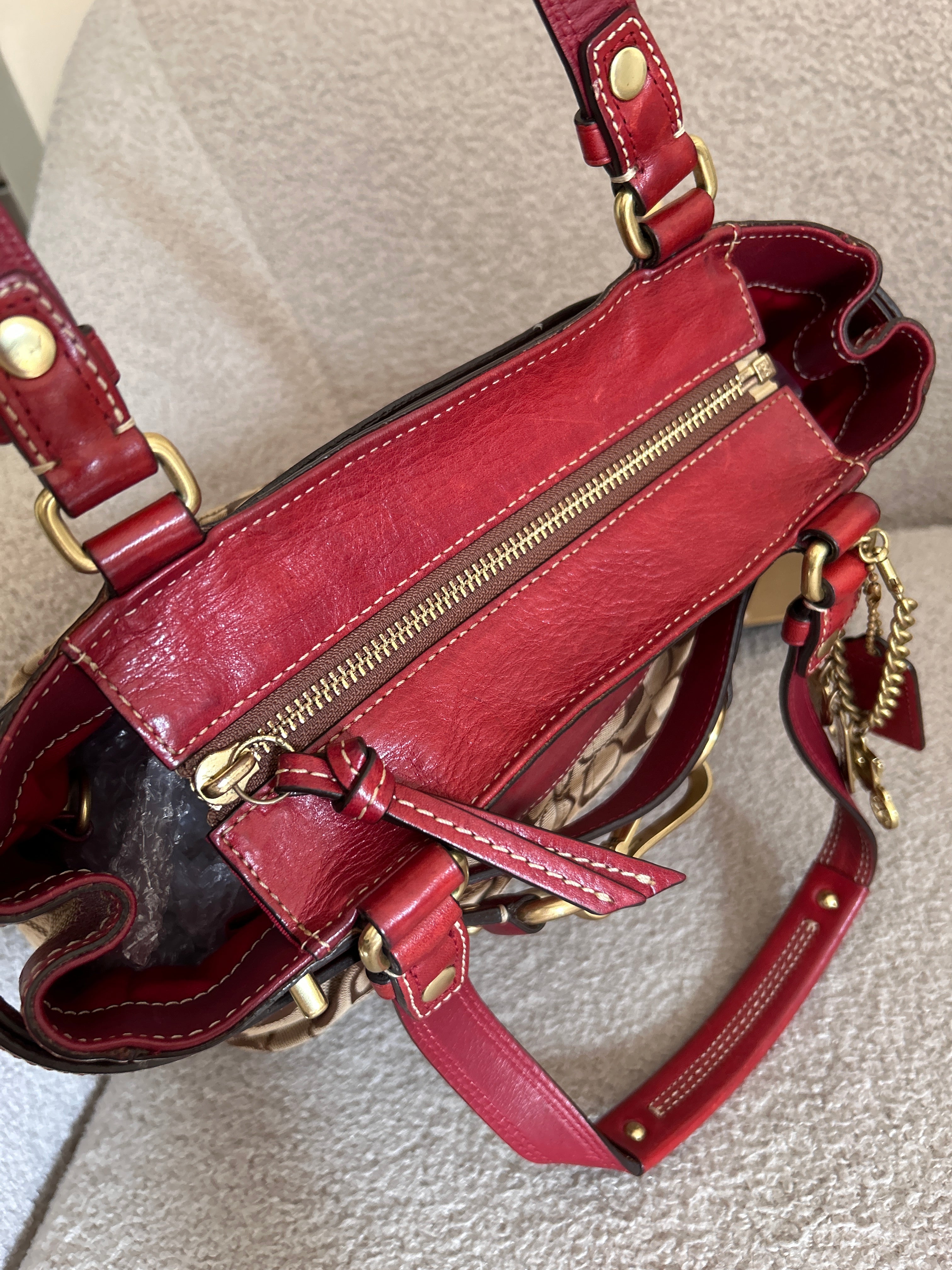Vintage Coach red leather shoulder bag