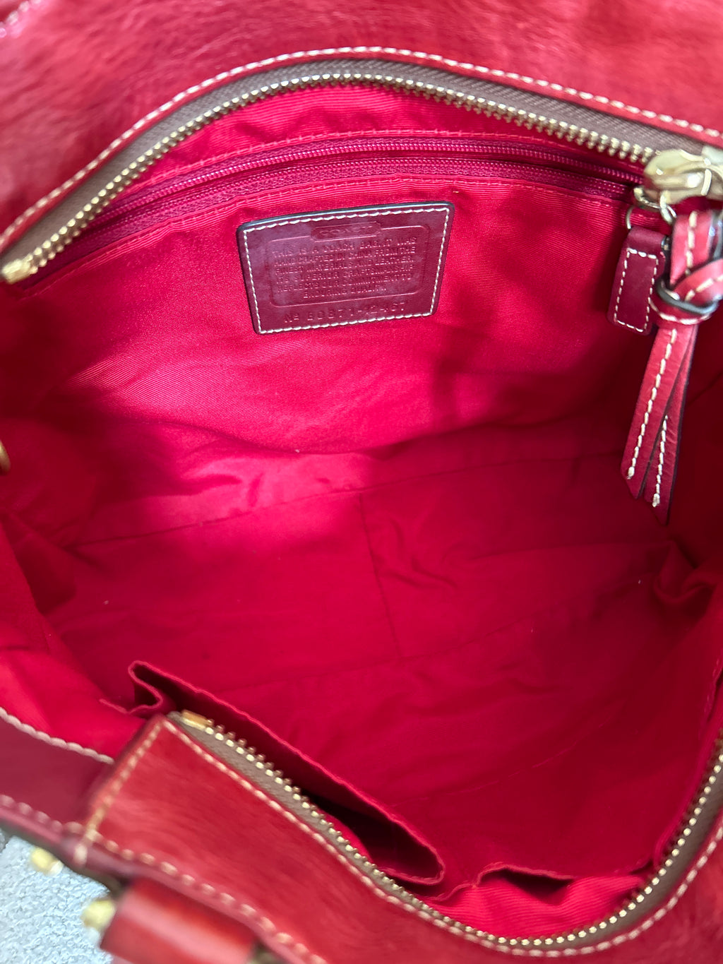 Vintage Coach red leather shoulder bag