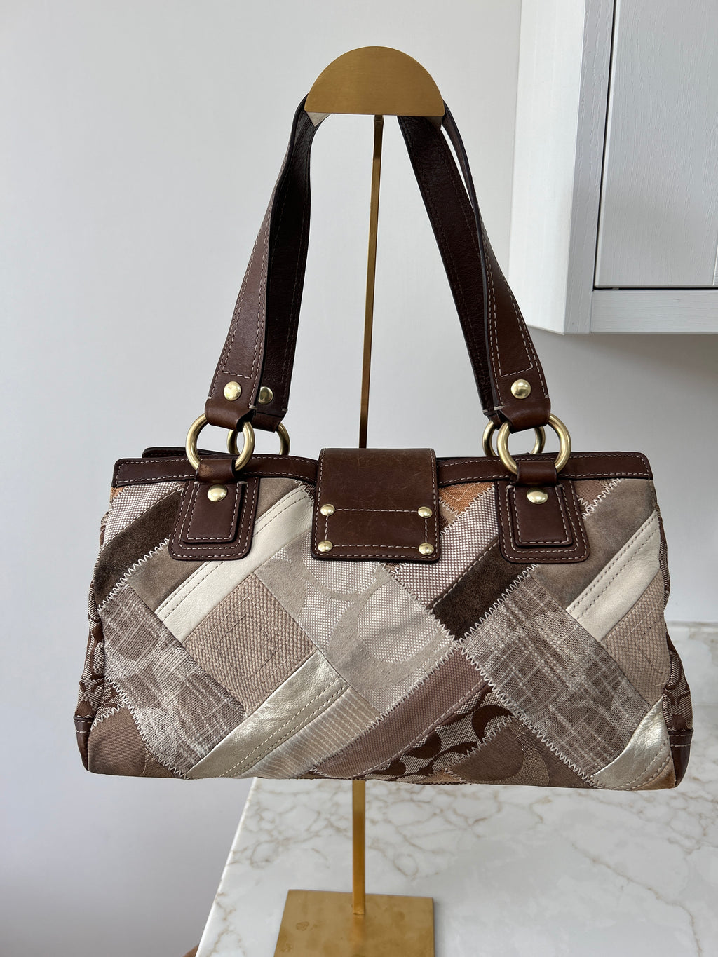 Vintage Coach patchwork shoulder bag