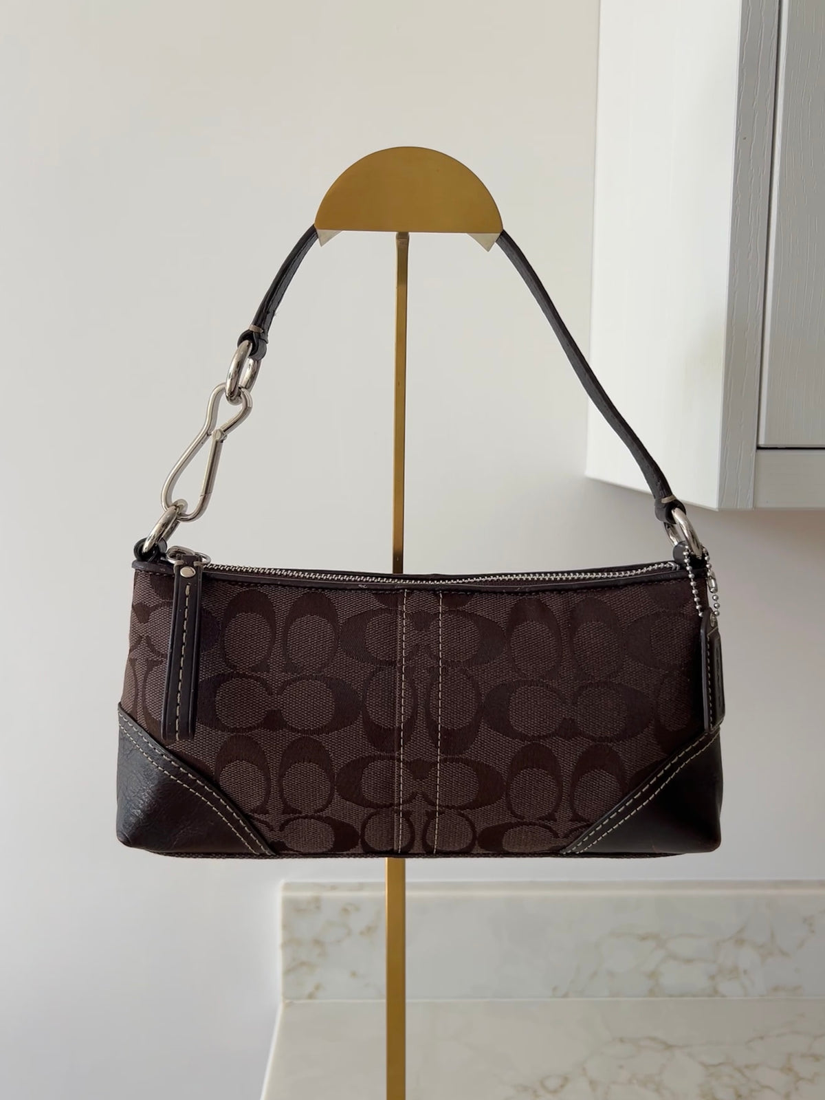 Vintage Coach chocolate brown baguette shoulder bag