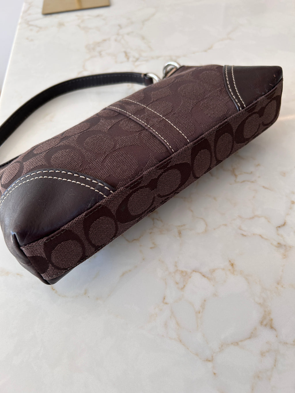 Vintage Coach chocolate brown baguette shoulder bag