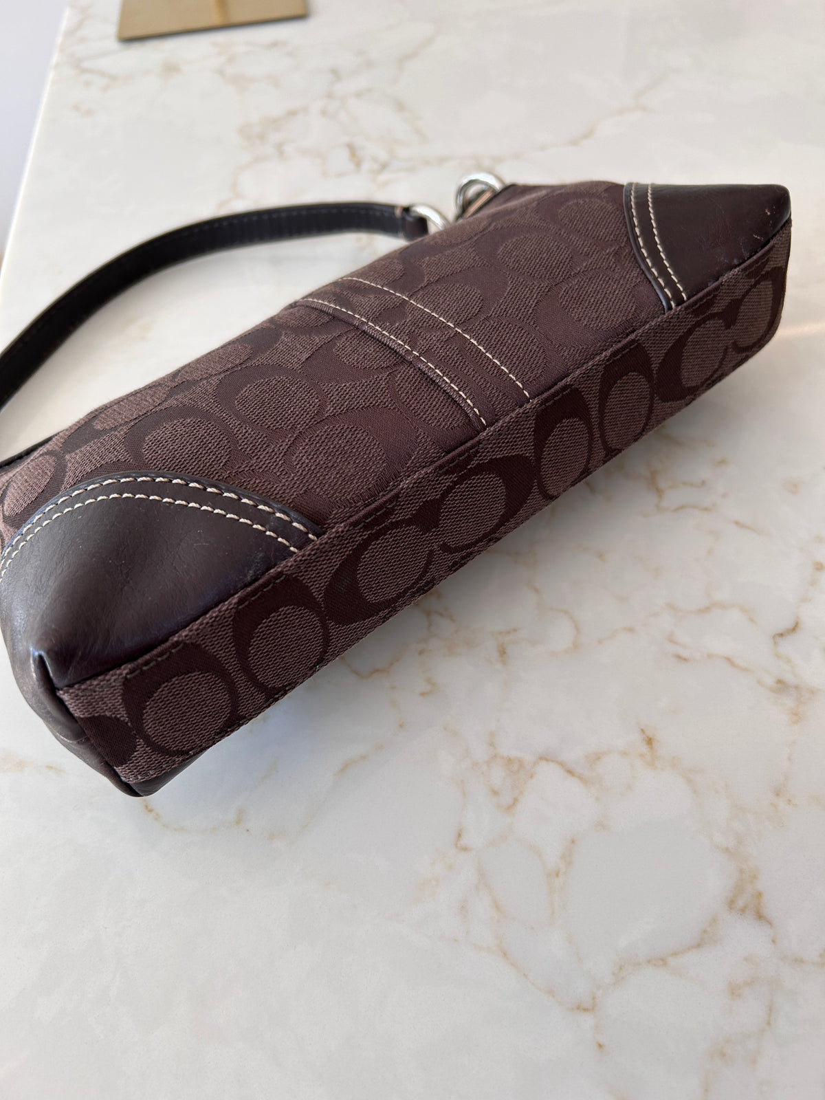 Vintage Coach chocolate brown baguette shoulder bag