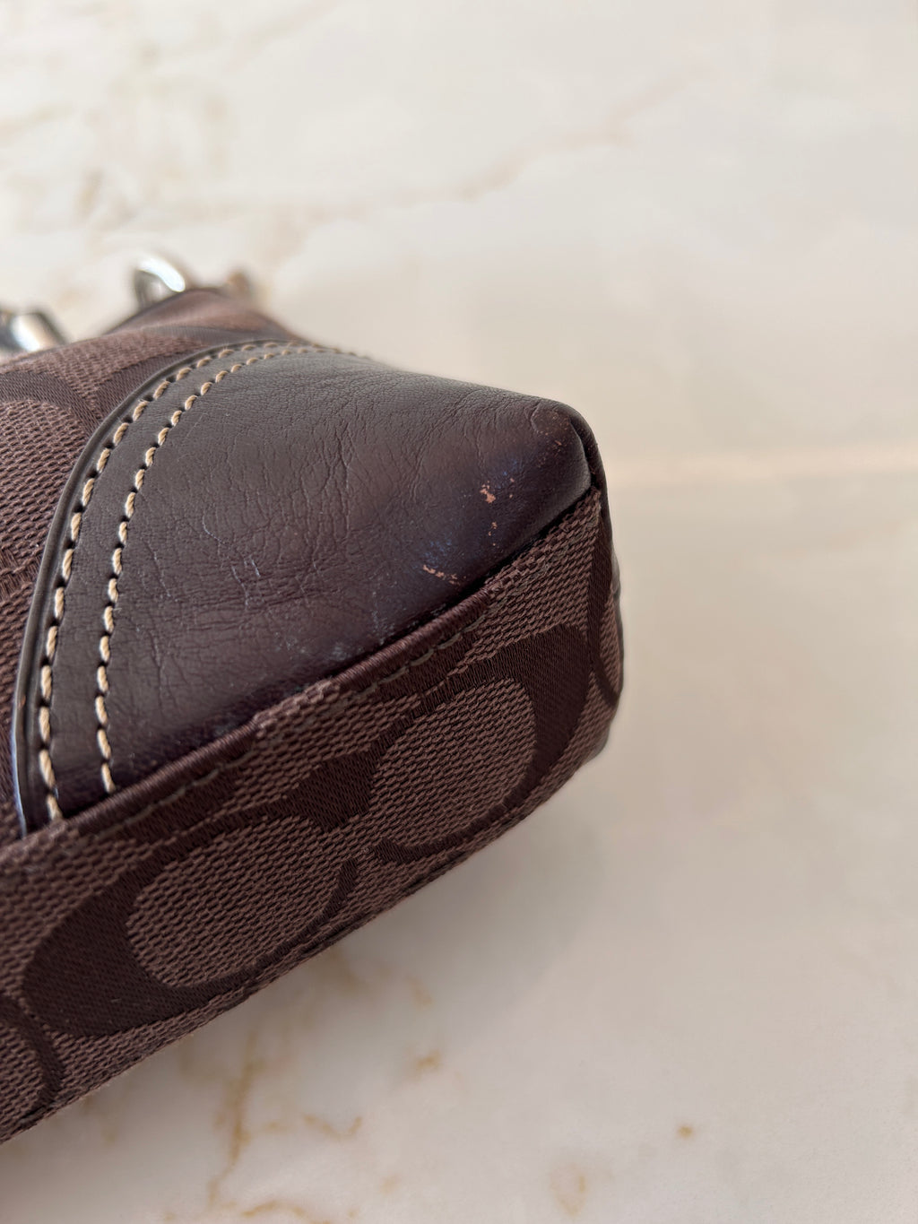 Vintage Coach chocolate brown baguette shoulder bag