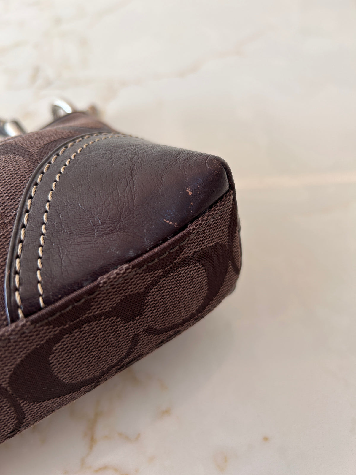 Vintage Coach chocolate brown baguette shoulder bag
