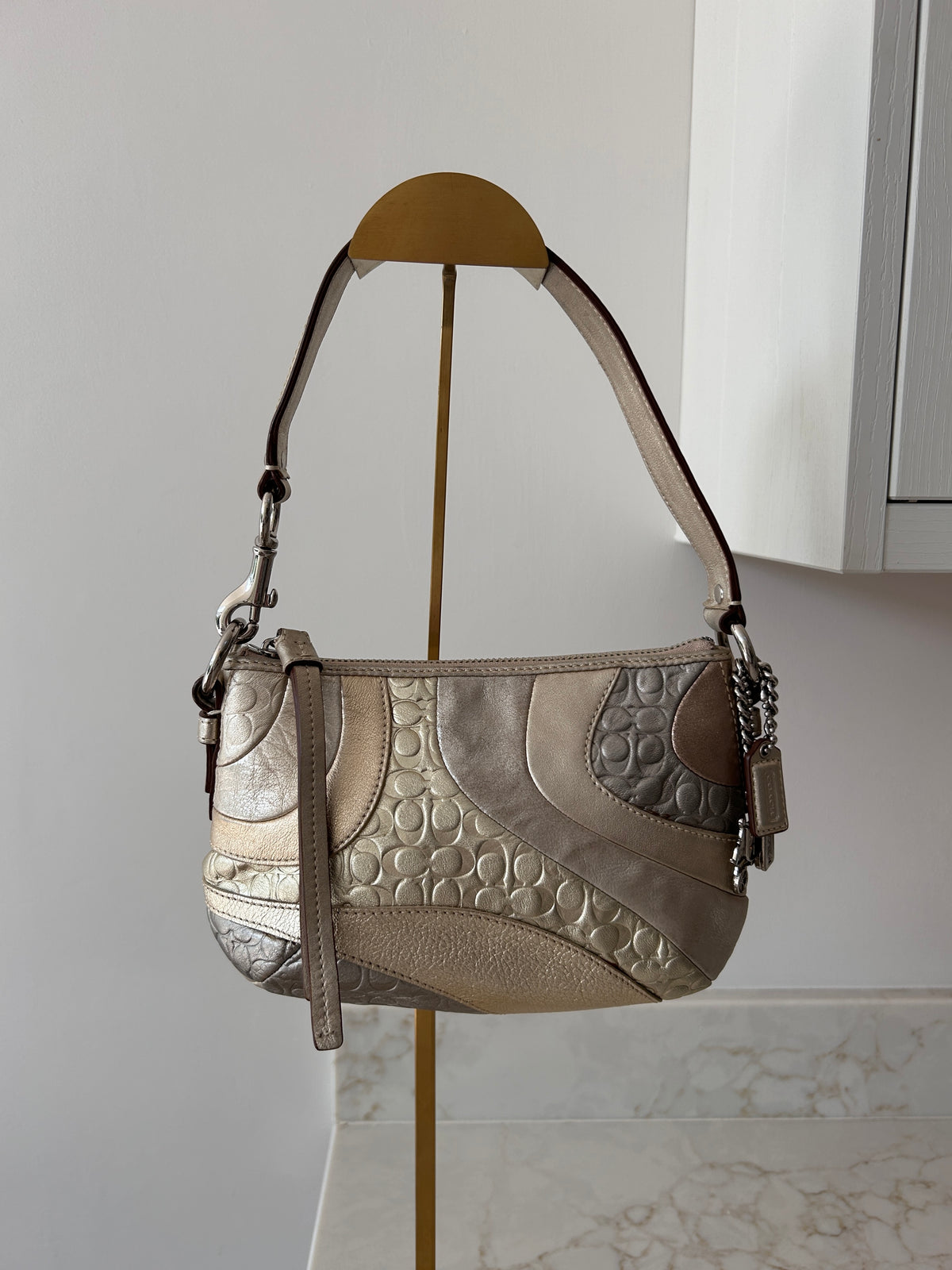 Vintage Coach metallic patchwork mini shoulder bag