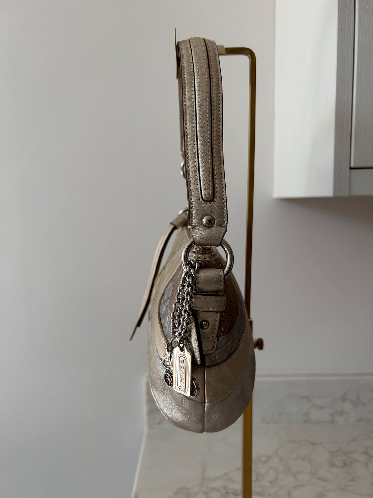 Vintage Coach metallic patchwork mini shoulder bag