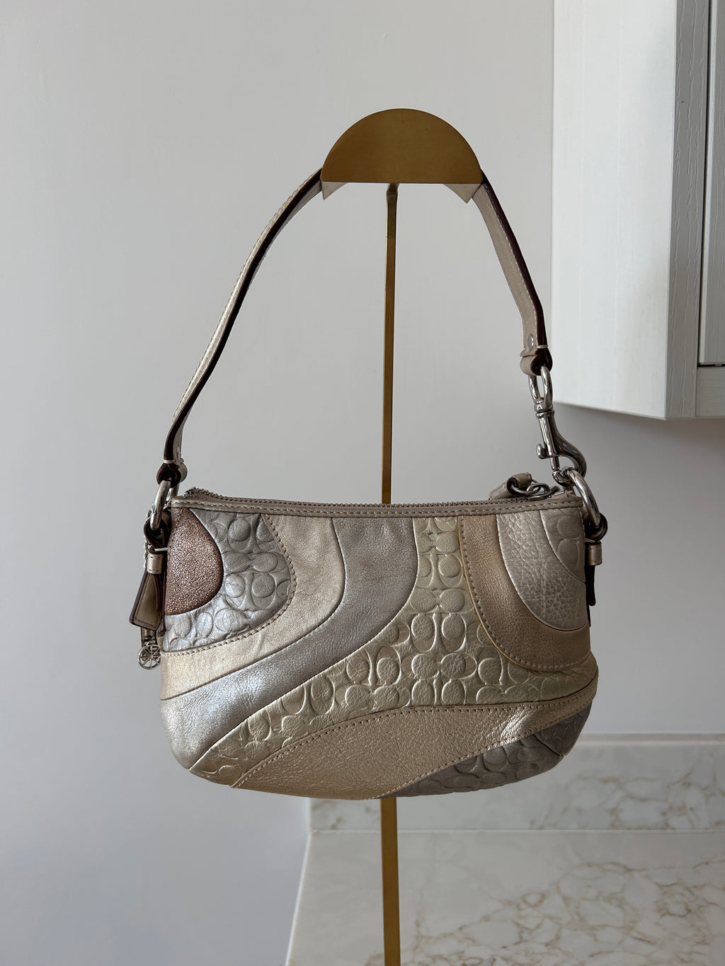 Vintage Coach metallic patchwork mini shoulder bag