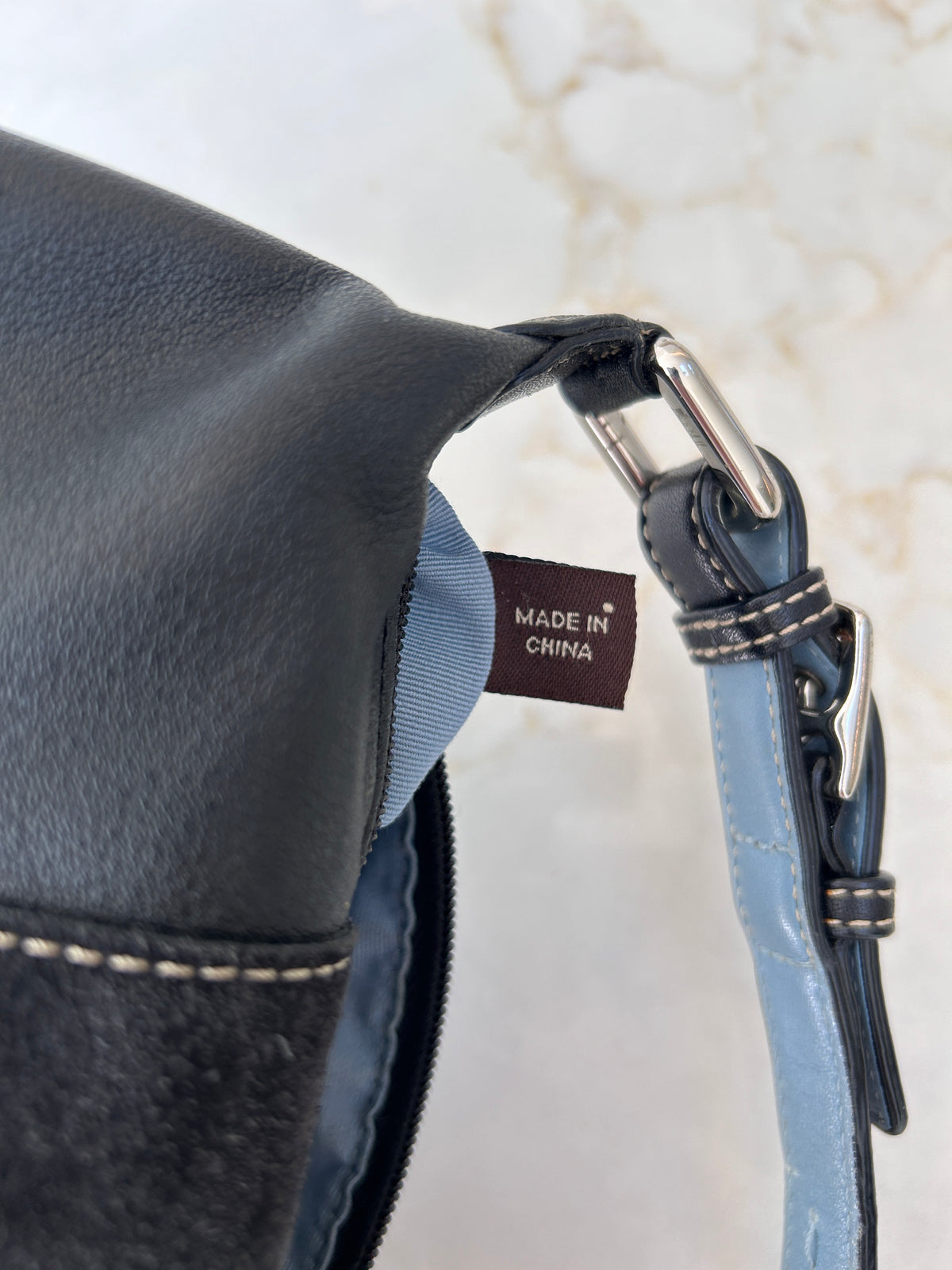 Vintage Coach black leather and suede shoulder bag
