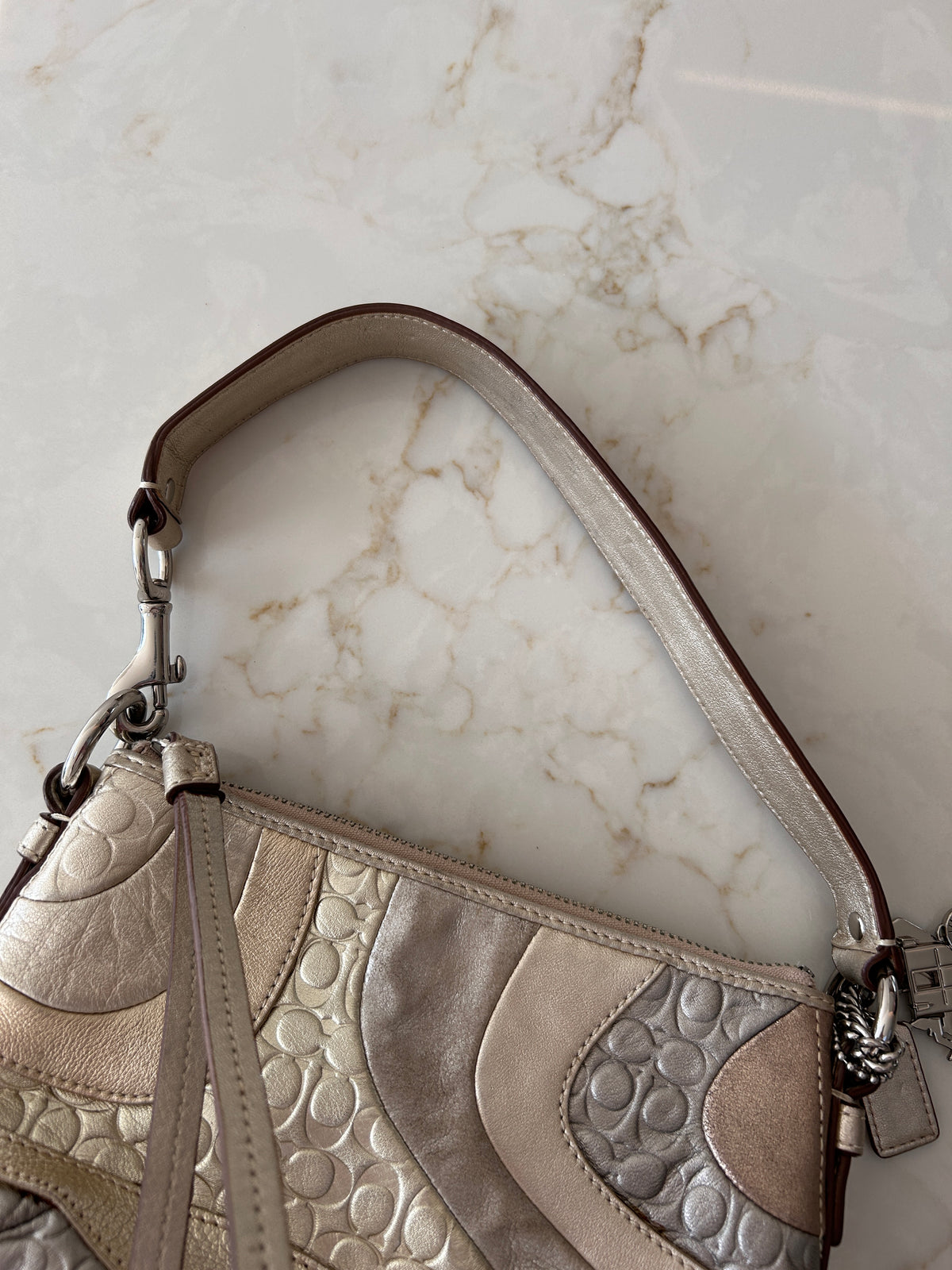 Vintage Coach metallic patchwork mini shoulder bag