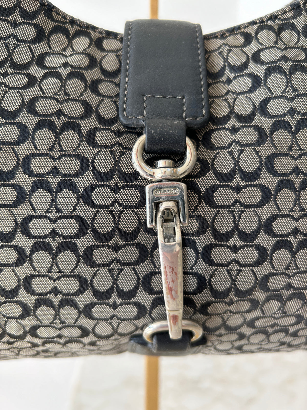 Vintage Coach monogram clip shoulder bag