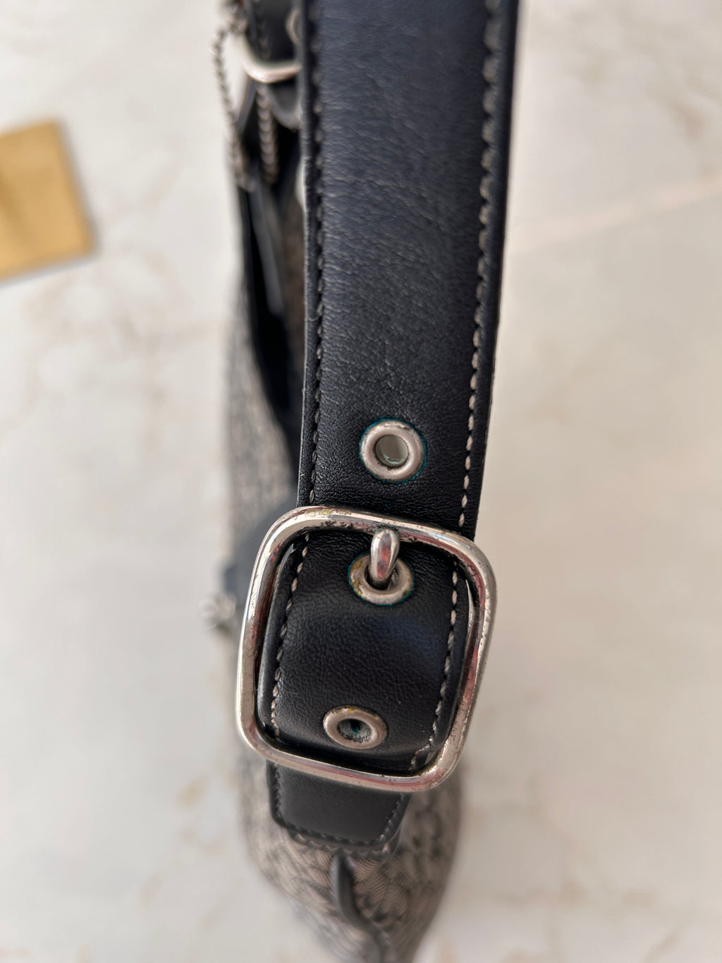 Vintage Coach monogram clip shoulder bag