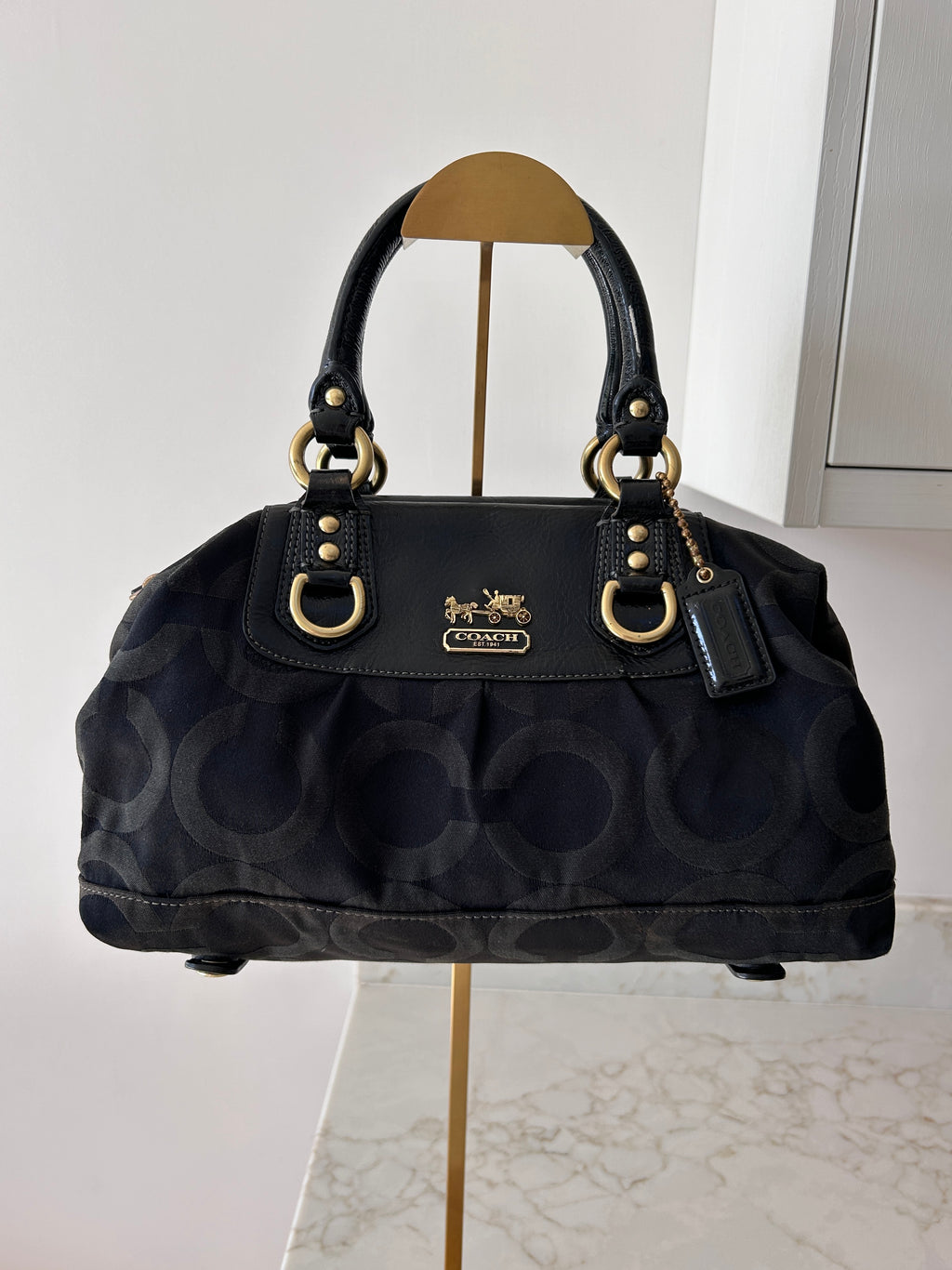 Vintage Coach Ashley black monogram handbag