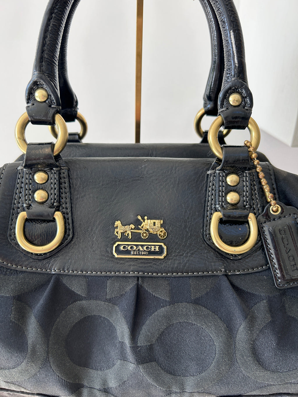 Vintage Coach Ashley black monogram handbag