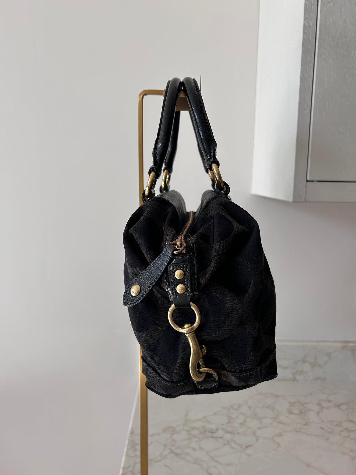 Vintage Coach Ashley black monogram handbag