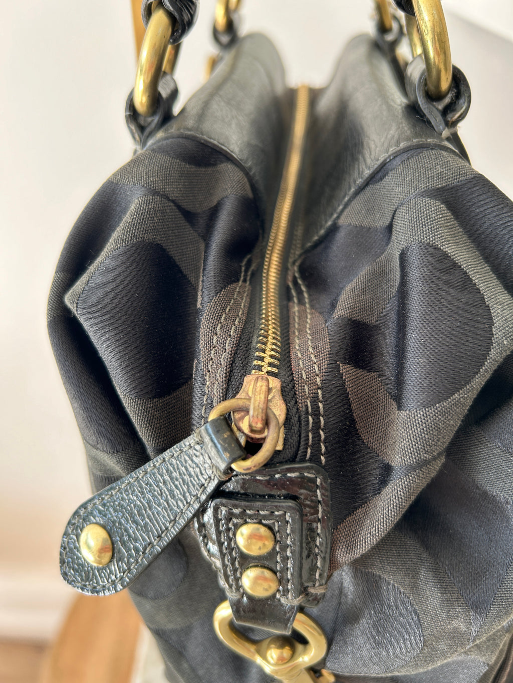 Vintage Coach Ashley black monogram handbag