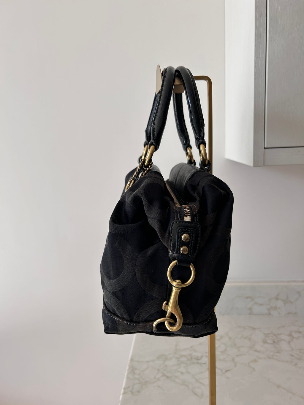 Vintage Coach Ashley black monogram handbag