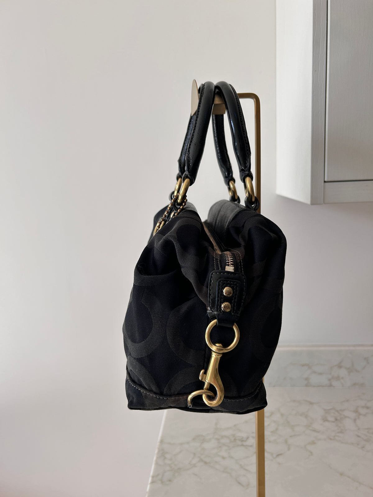 Vintage Coach Ashley black monogram handbag