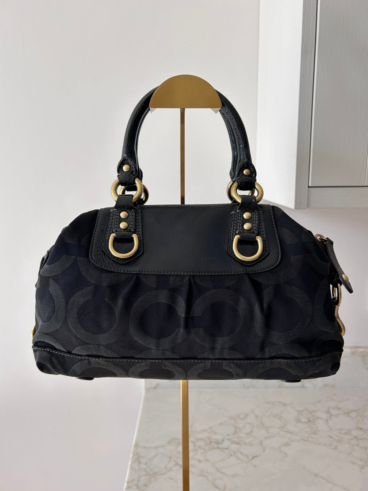 Vintage Coach Ashley black monogram handbag