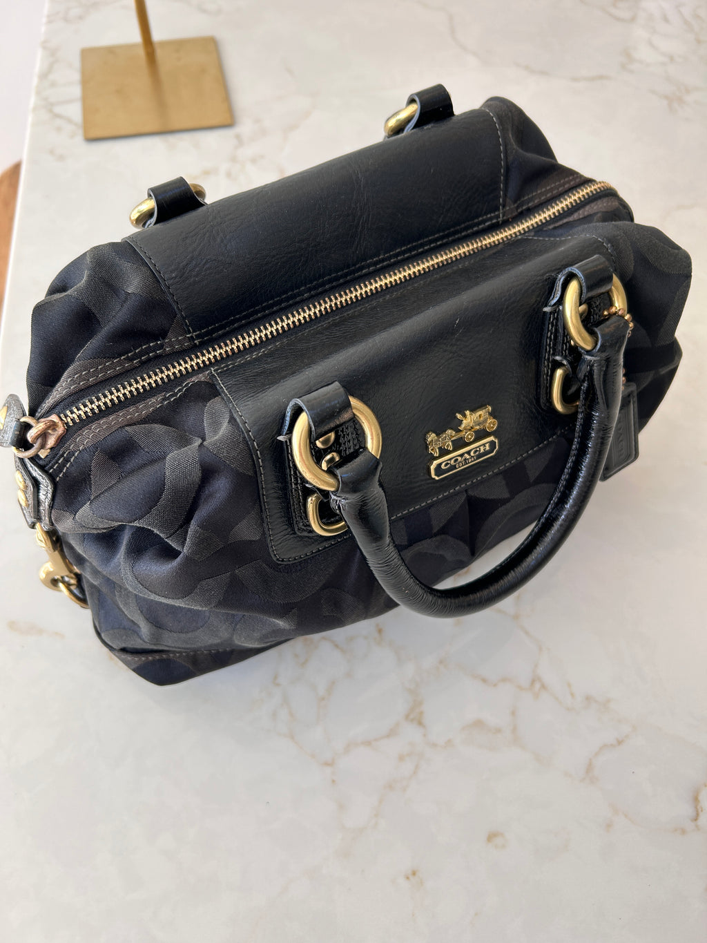 Vintage Coach Ashley black monogram handbag