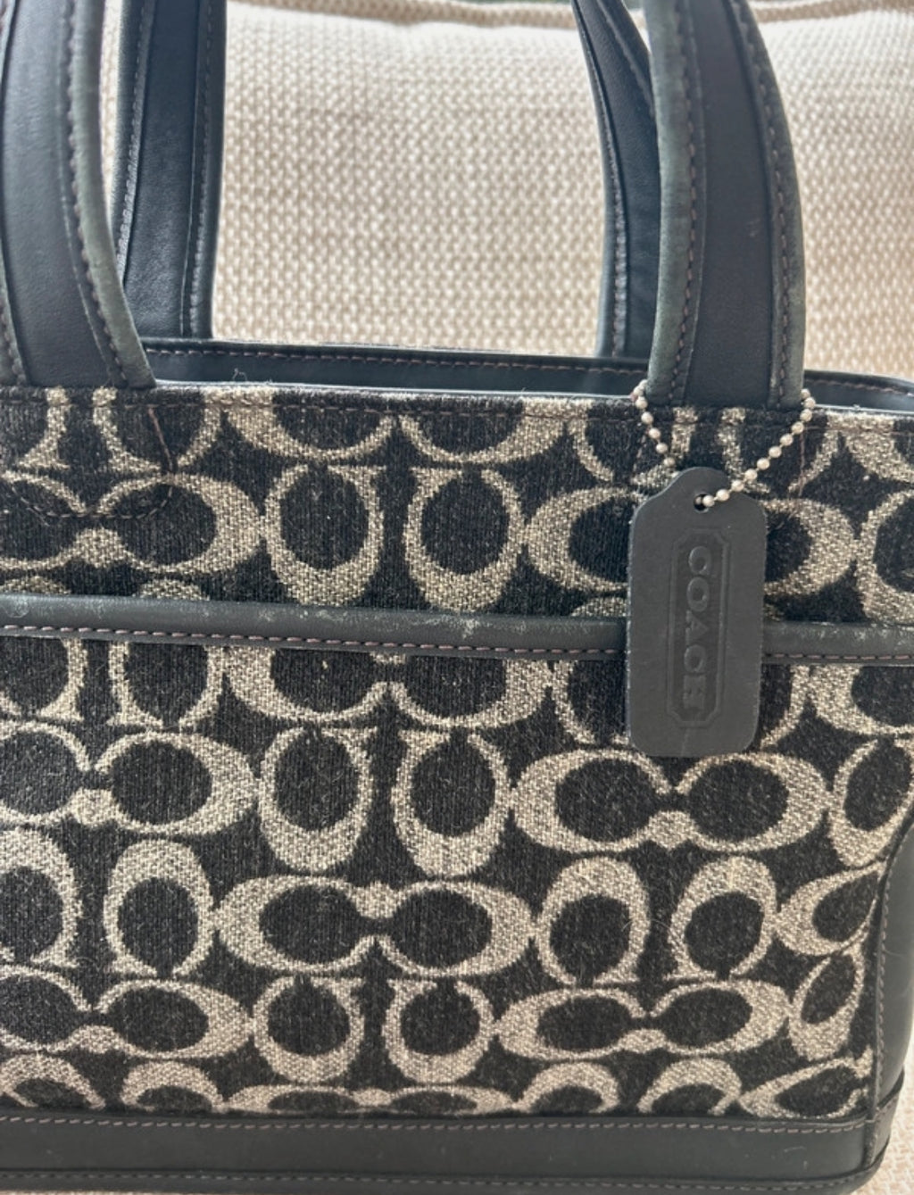 Vintage Coach wool tote bag