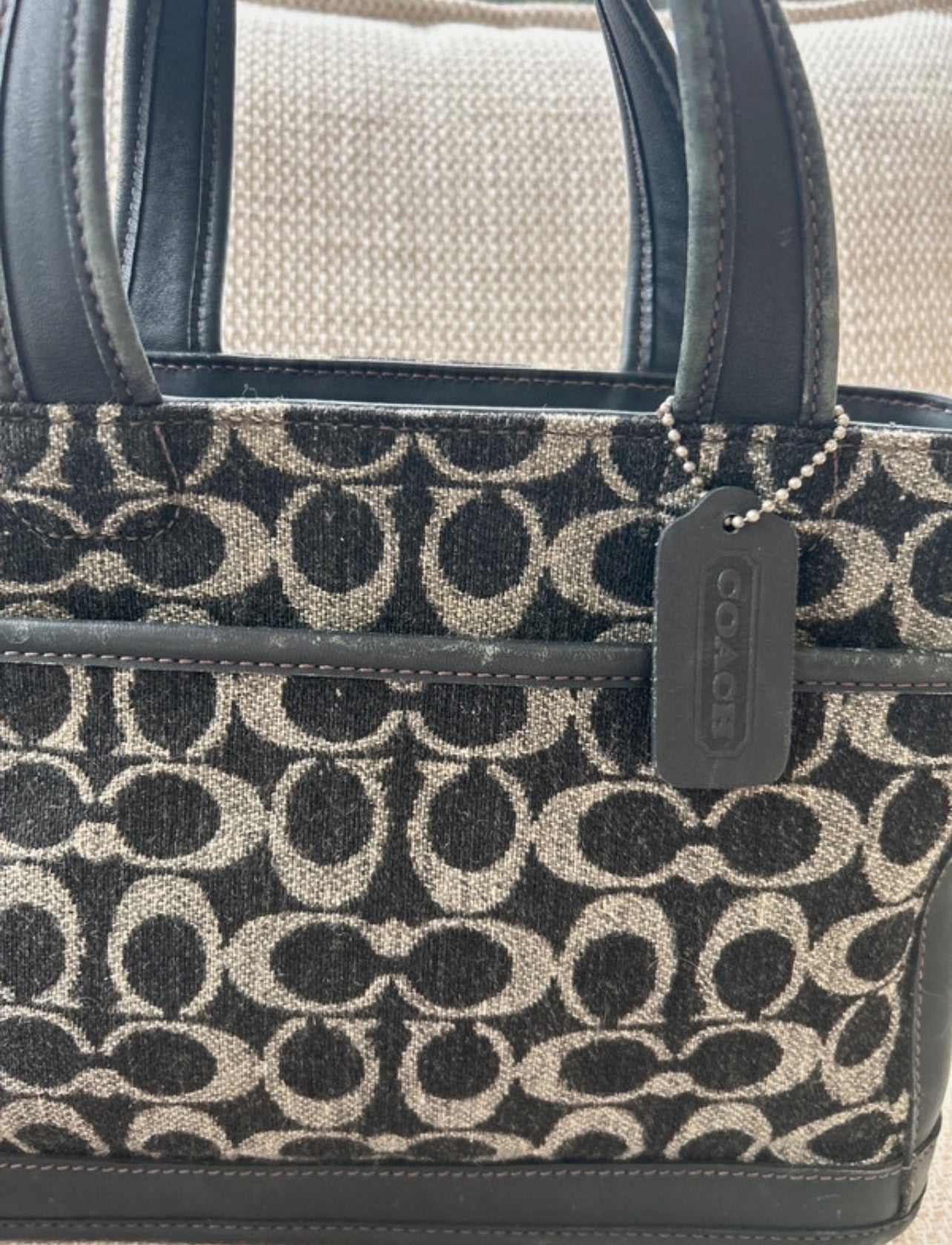 Vintage Coach wool tote bag