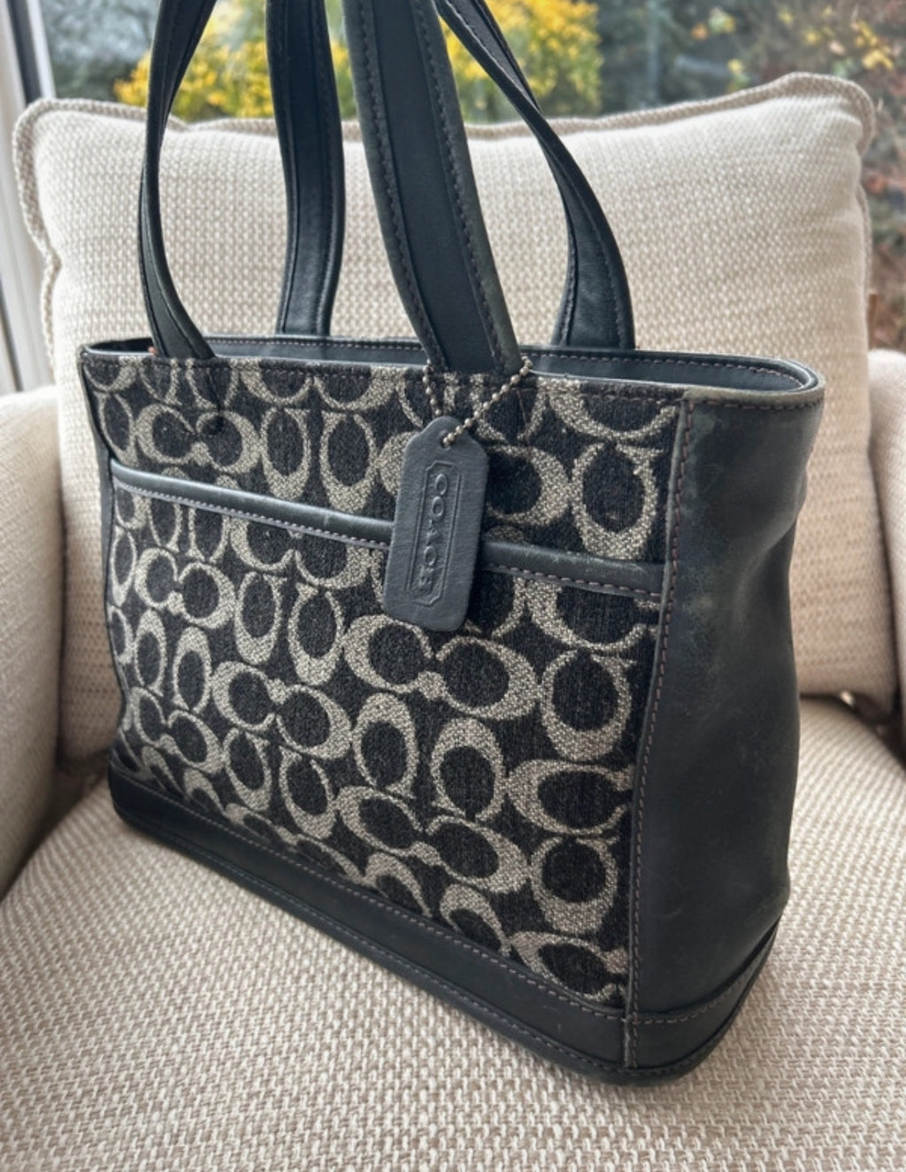 Vintage Coach wool tote bag