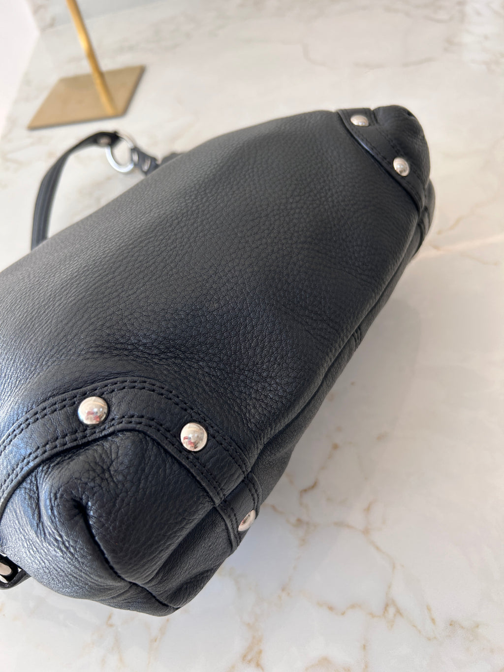 Vintage Coach black leather Carly shoulder bag