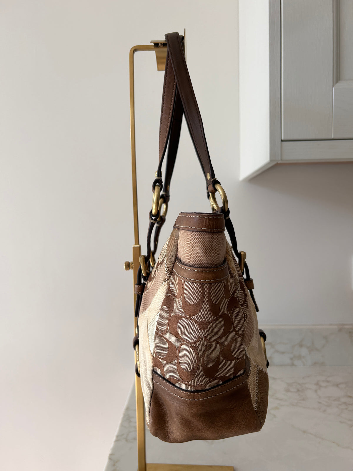 Vintage Coach patchwork tote shoulder bag