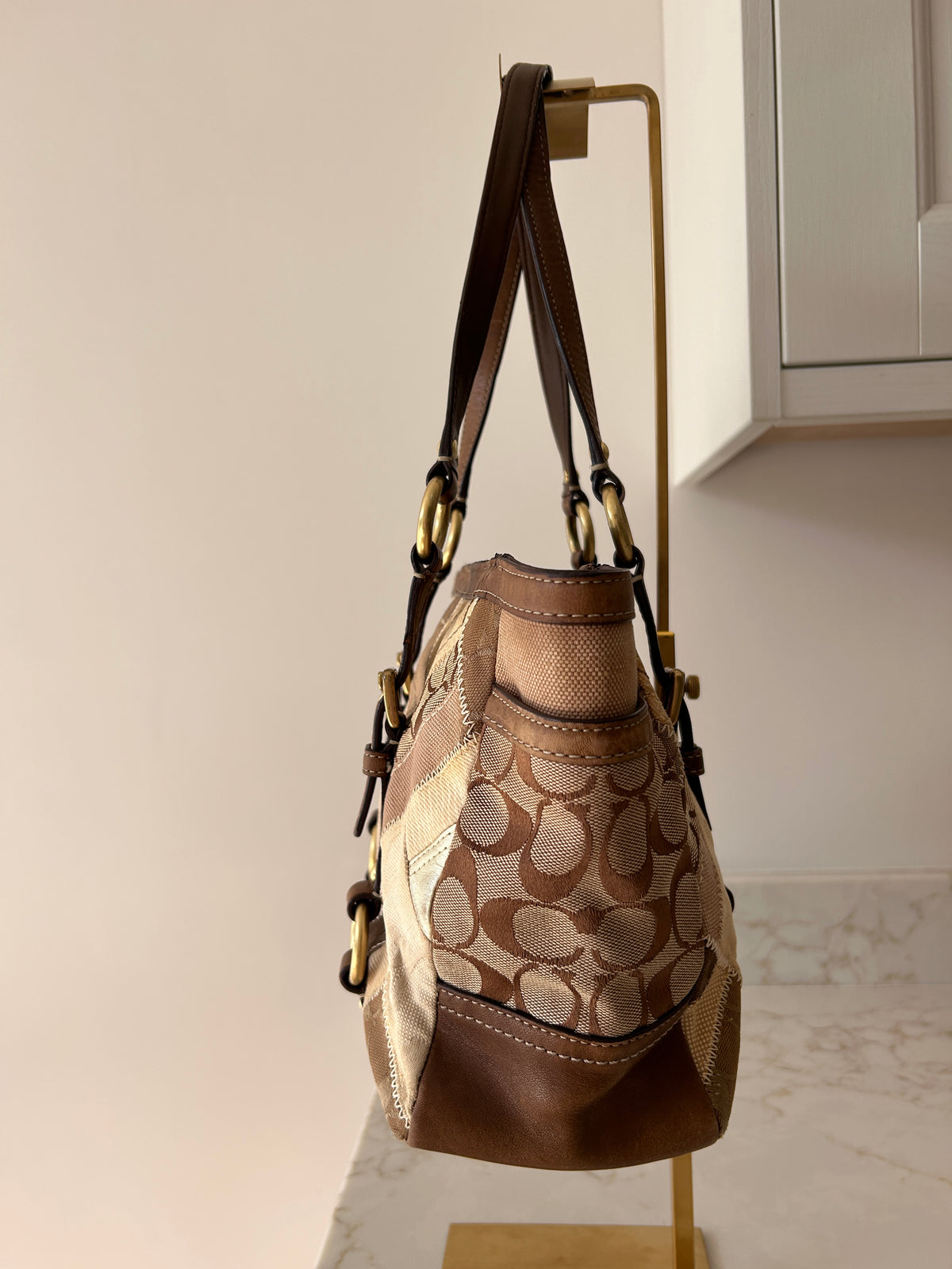 Vintage Coach patchwork tote shoulder bag