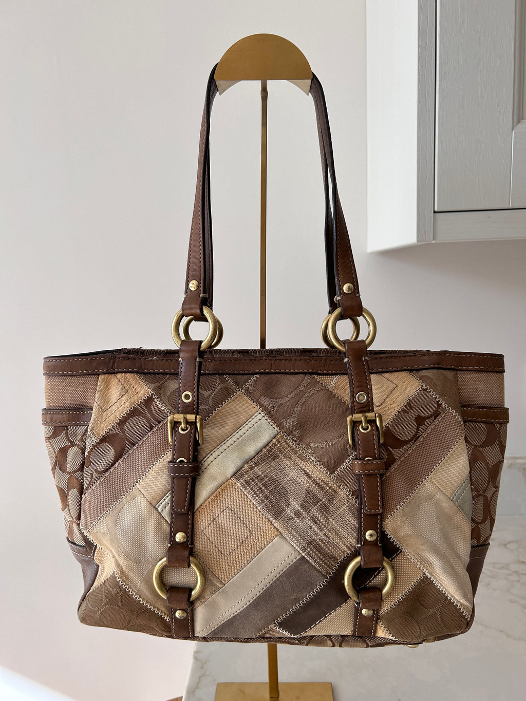 Vintage Coach patchwork tote shoulder bag