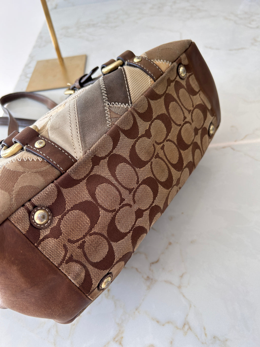 Vintage Coach patchwork tote shoulder bag