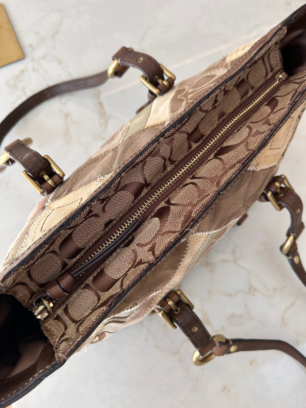 Vintage Coach patchwork tote shoulder bag