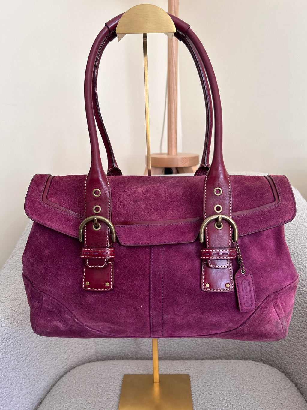 Vintage Coach suede shoulder bag
