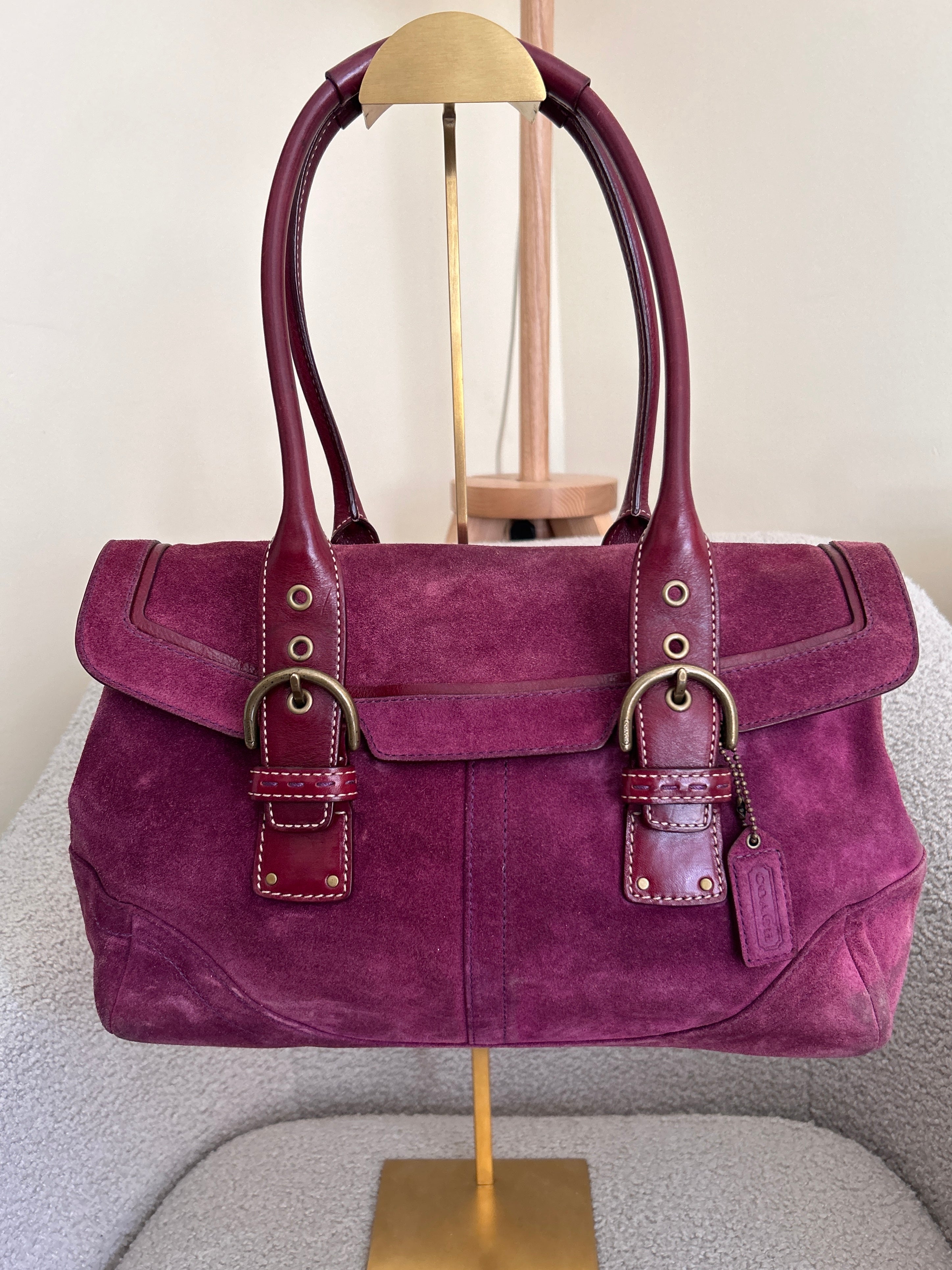 Vintage Coach suede shoulder bag