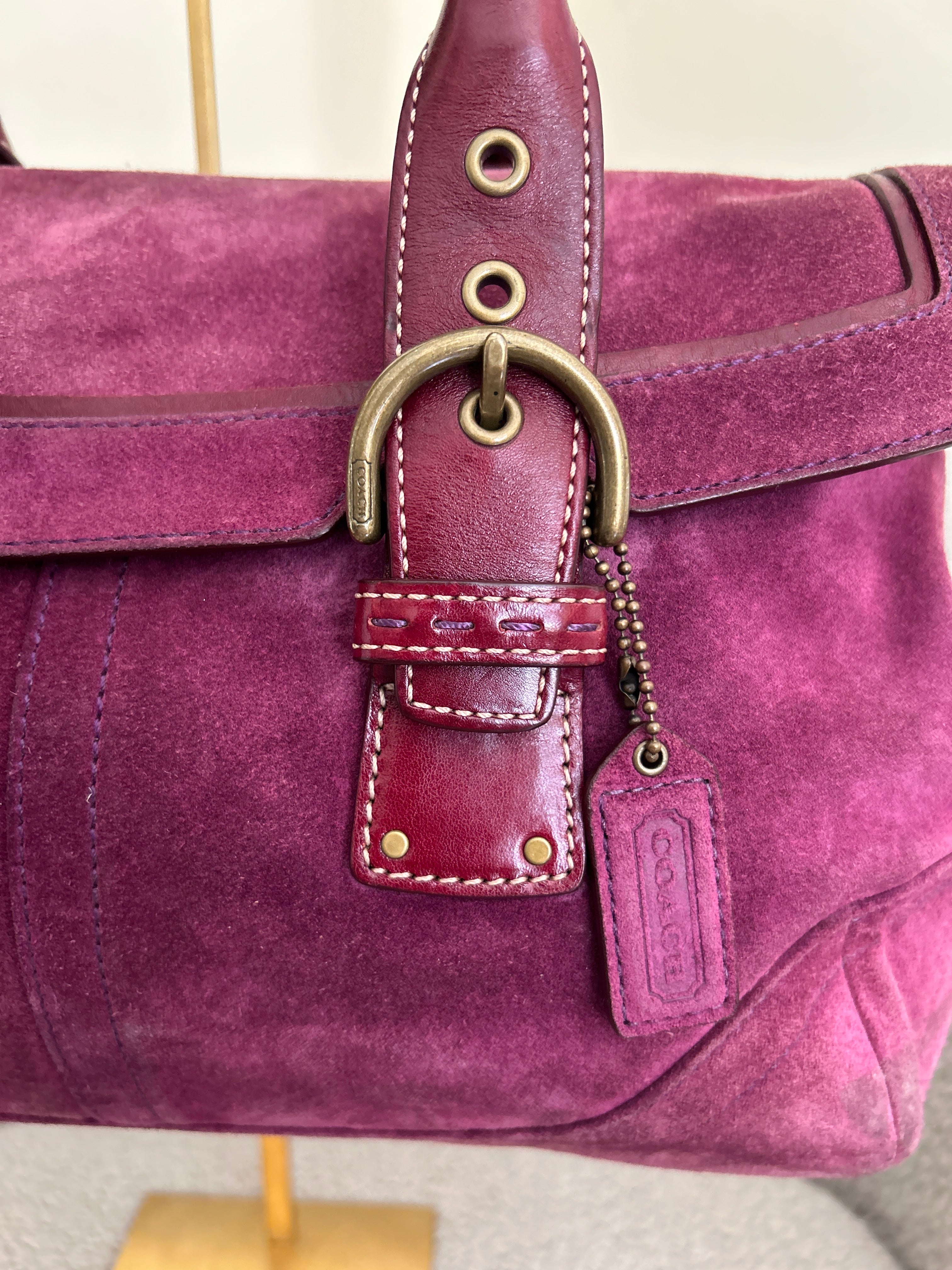 Vintage Coach suede shoulder bag
