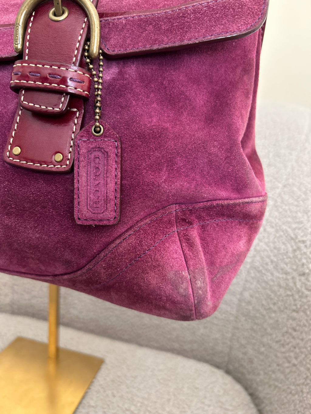 Vintage Coach suede shoulder bag