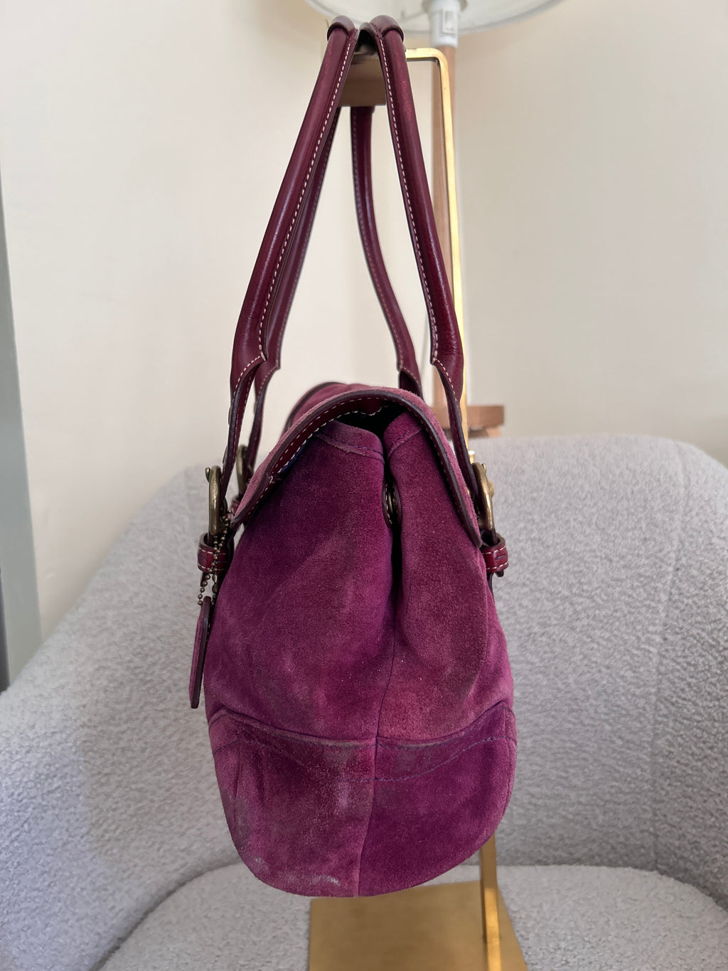 Vintage Coach suede shoulder bag