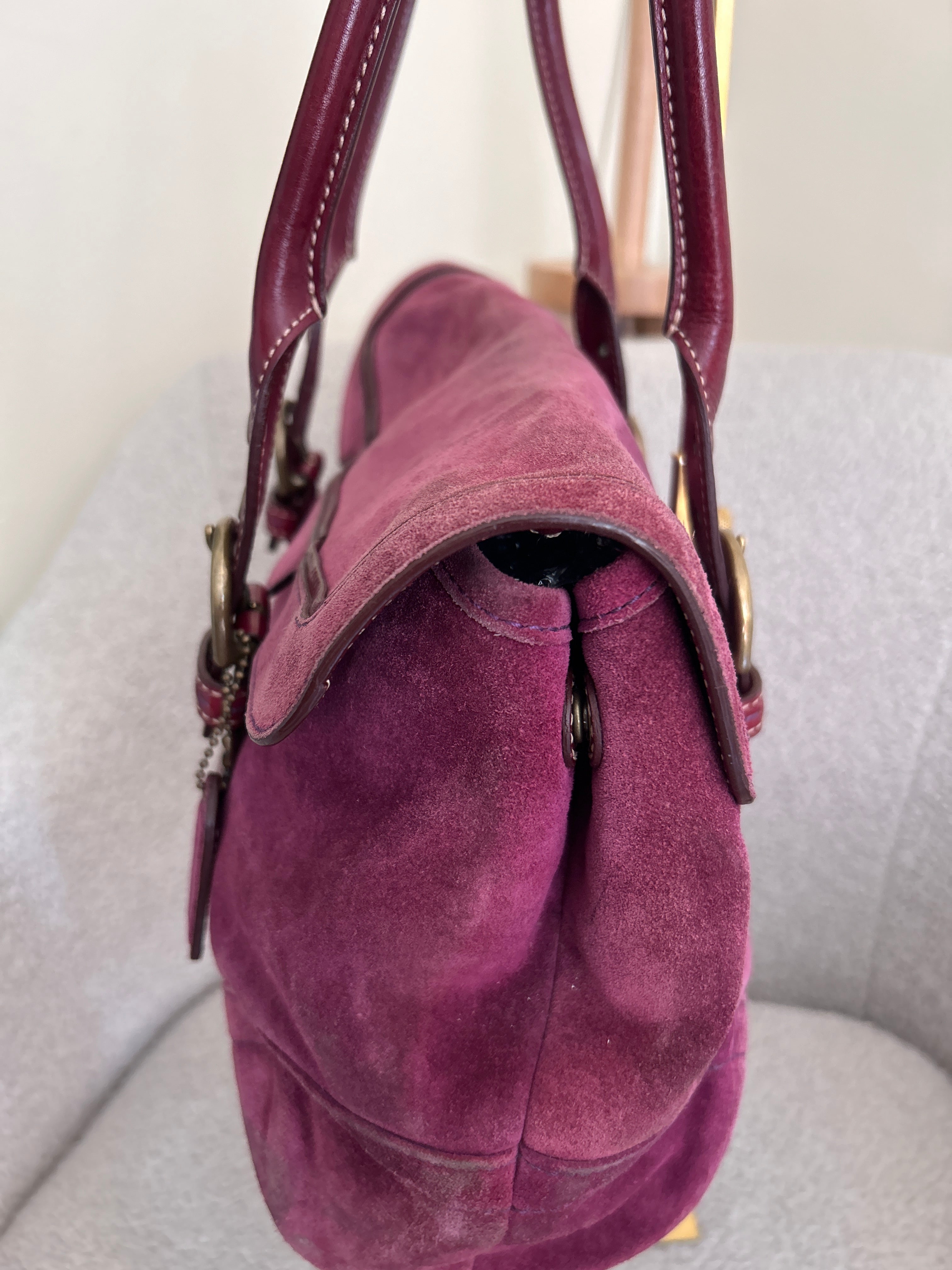 Vintage Coach suede shoulder bag