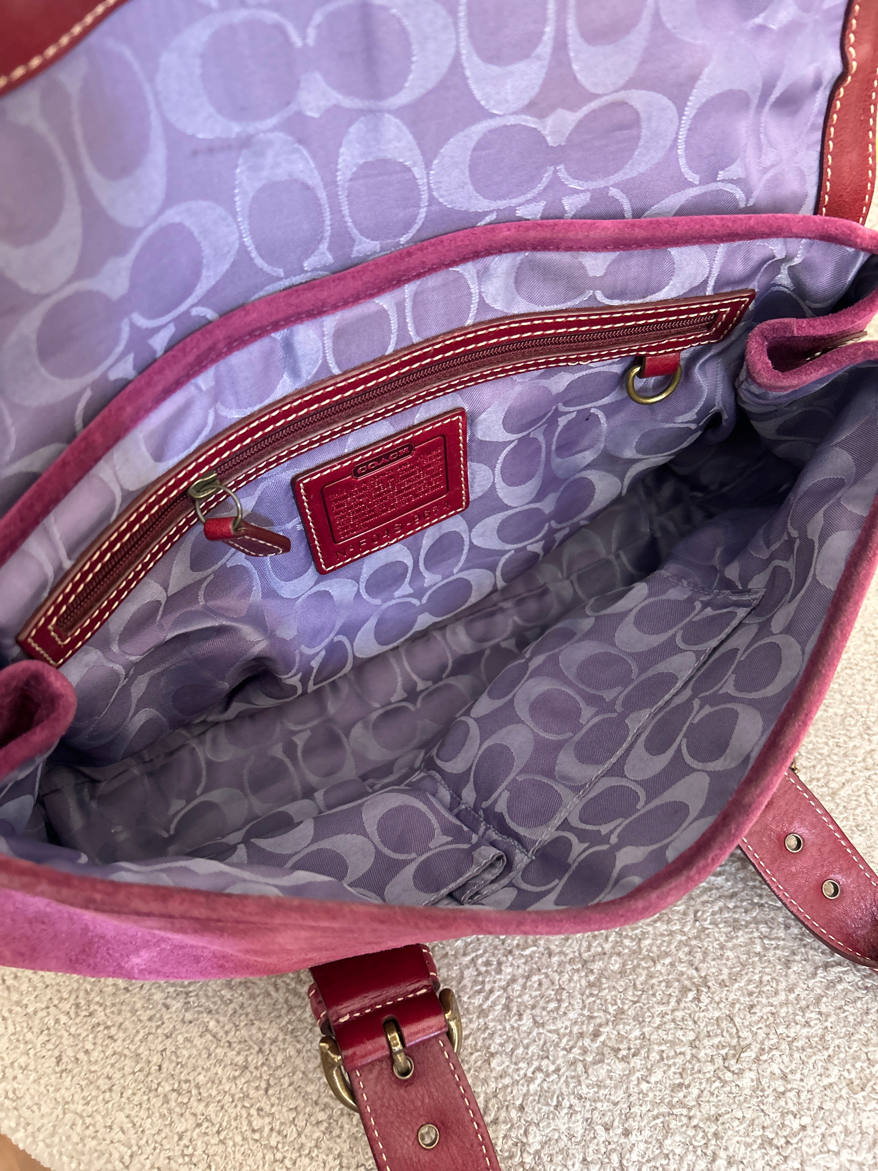 Vintage Coach suede shoulder bag