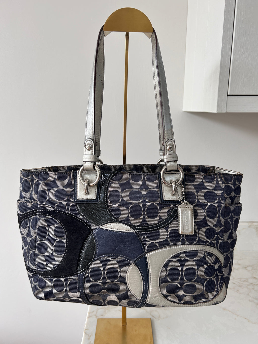 Vintage Coach denim tote shoulder bag